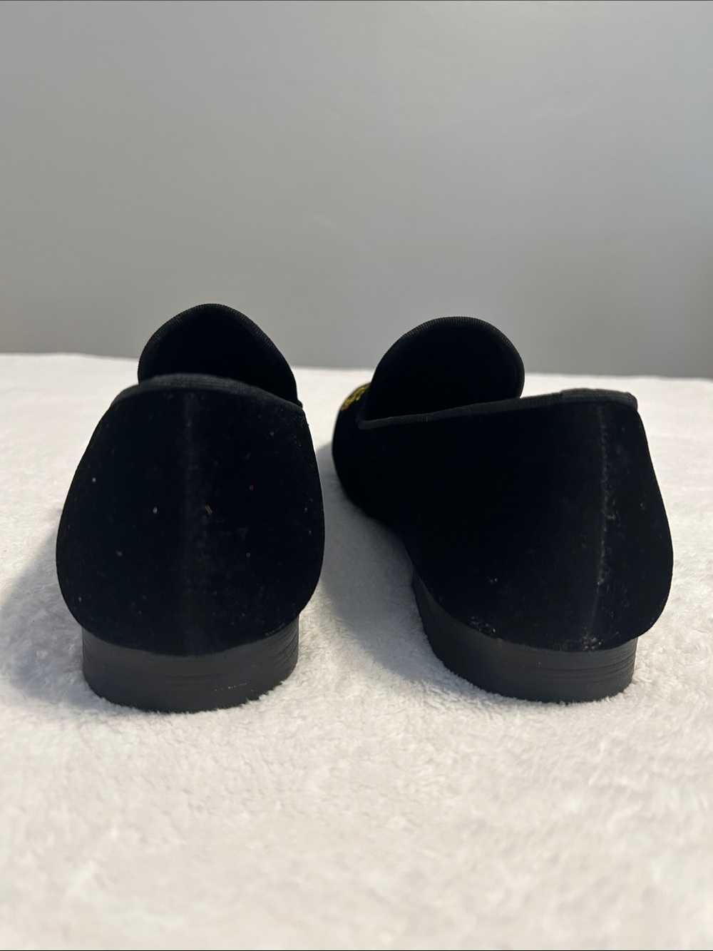 Men Velvet Loafers Black Dress Wedding Shoes Embroidery Tuxedo Slippers. - Picture 3 of 8
